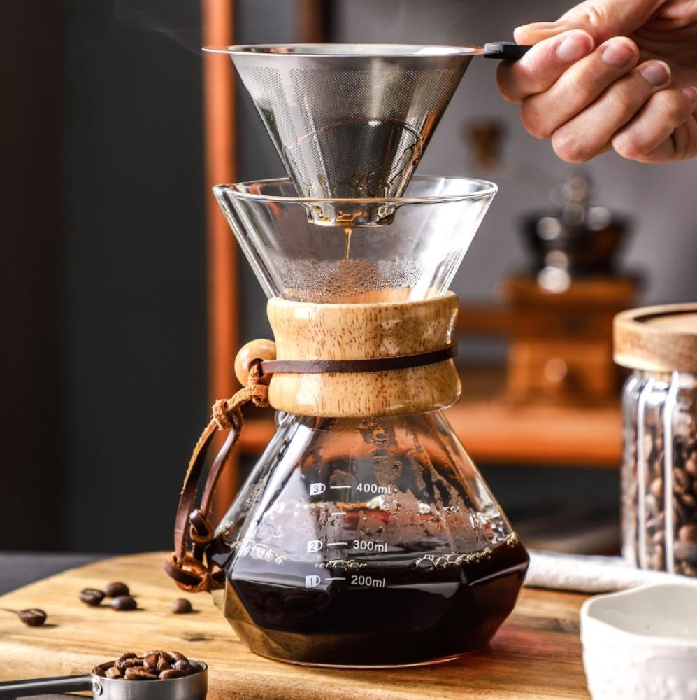 Coffee Equipment Pour Over - 스테인리스 스틸 필터가 있는 유리 커피포트,